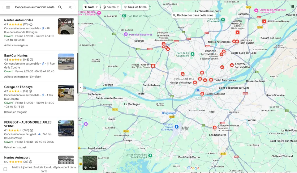 recherche locale google maps