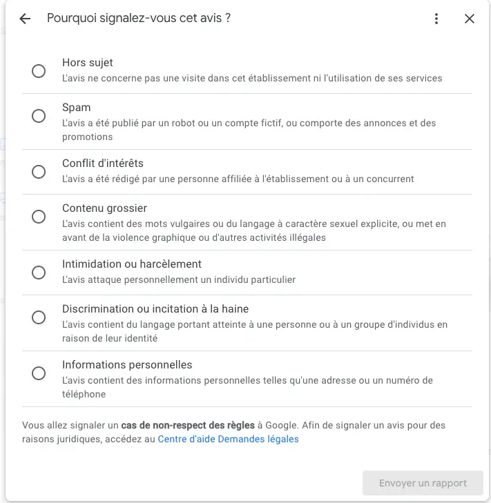 Type dinfraction commise