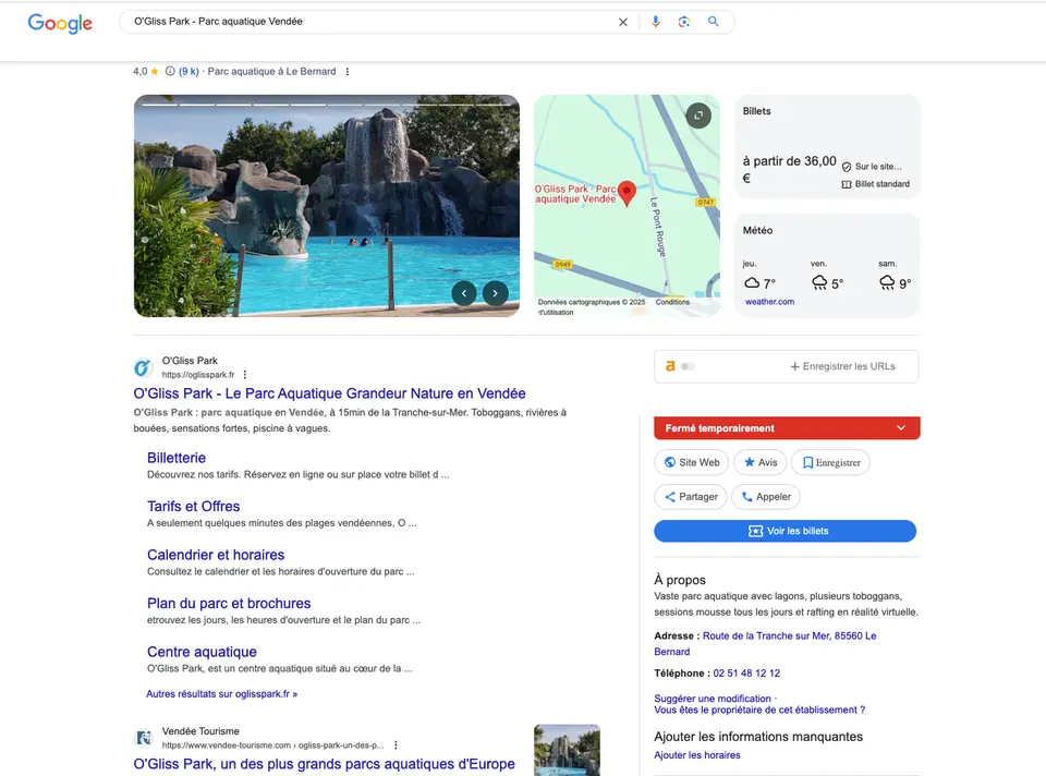Fermé temporairement google my business