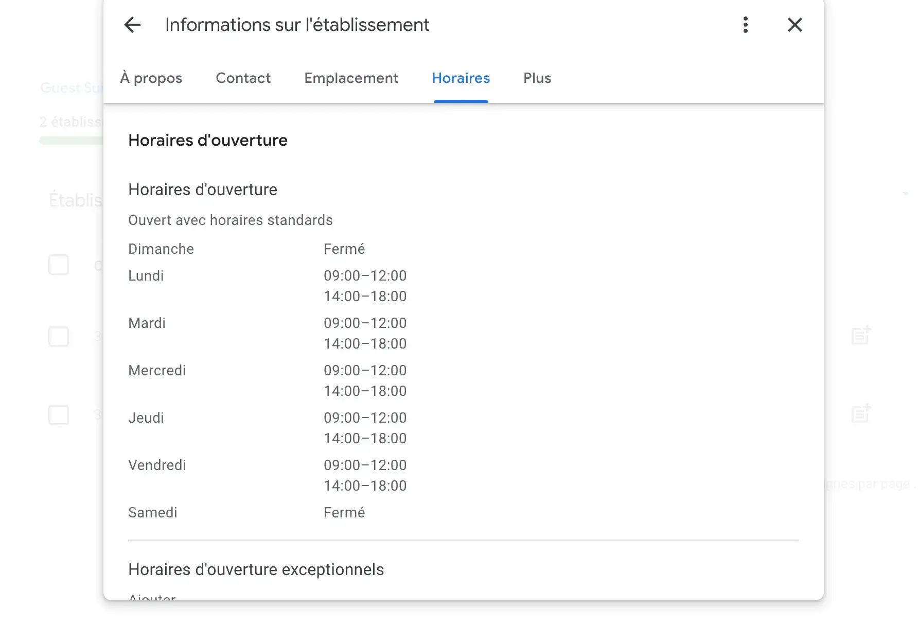 Horaires