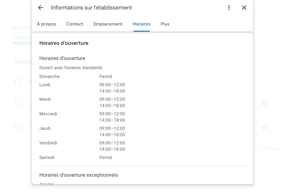 Horaires