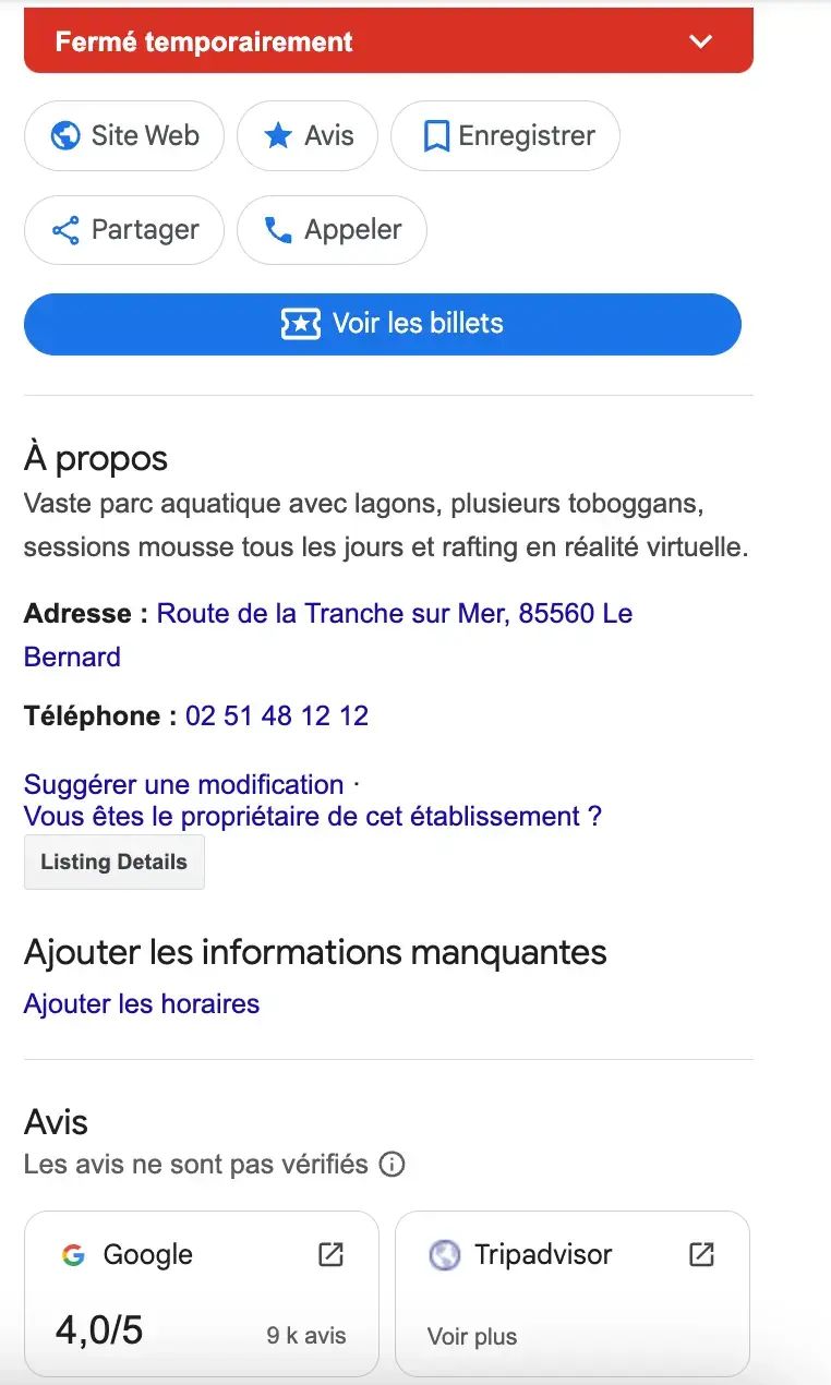 Fermé temporairement