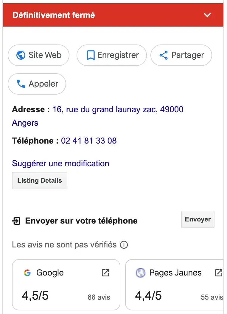Fermé définitivement